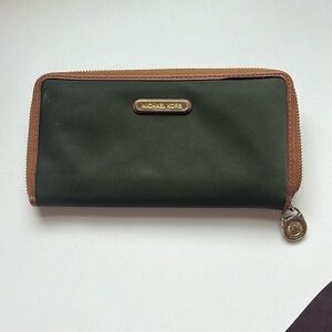 Michael Kors Ziparound Nylon Olive Green Wallet